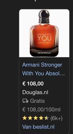 Armani Stronger With You Absolutely 100ml - Nieuw!, Sieraden, Tassen en Uiterlijk, Uiterlijk | Parfum, Ophalen of Verzenden, Zo goed als nieuw