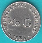 Nederlandse Antillen 1/10 gulden Juliana 1954 zilver, Postzegels en Munten, Munten | Nederland, Koningin Juliana, Zilver, Ophalen of Verzenden