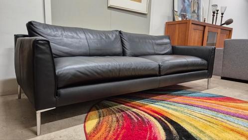 Zwarte leren Design on Stock Heelz 4 zits top design bank, Huis en Inrichting, Banken | Bankstellen, Zo goed als nieuw, Rechte bank