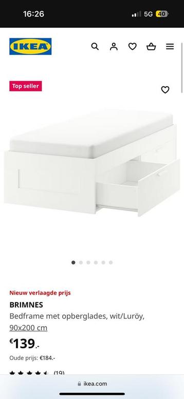Ikea Brimnes bed inclusief matras en lattenbodem