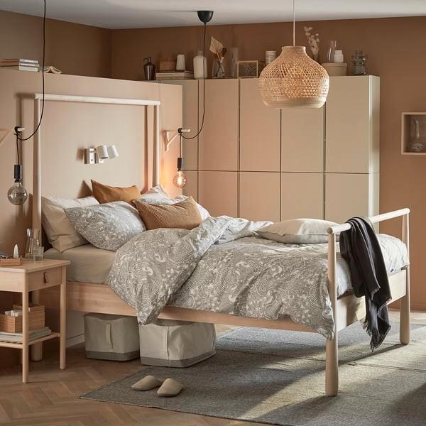 IKEA Gjora bed 140x200 incl. lattenbodem, Huis en Inrichting, Slaapkamer | Bedden, Gebruikt, Twijfelaar, 140 cm, 200 cm, Hout
