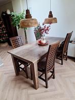 Eettafel koloniaal met stoelen, Ophalen, Gebruikt, Koloniaal, Teakhout
