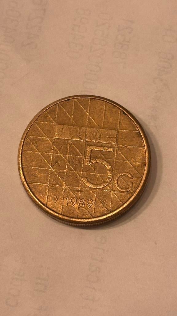 Vijf gulden munt 1989, Ophalen of Verzenden, Koningin Beatrix, 5 gulden, Losse munt