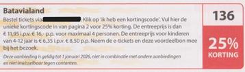 Batavialand, Lelystad. 25% korting. Postcodeloterij bon 136. beschikbaar voor biedingen