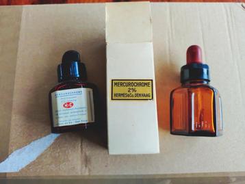 Antieke Mercurochrome flesjes Hermes&Co Den Haag beschikbaar voor biedingen