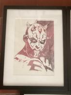 star wars Aquarel Darth Maul professioneel ingelijst, Ophalen of Verzenden, Zo goed als nieuw, Boek of Poster