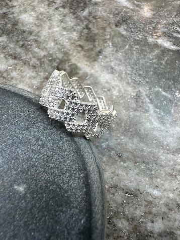 Prachtige 925 zilveren Cubaan ring ICED beschikbaar voor biedingen