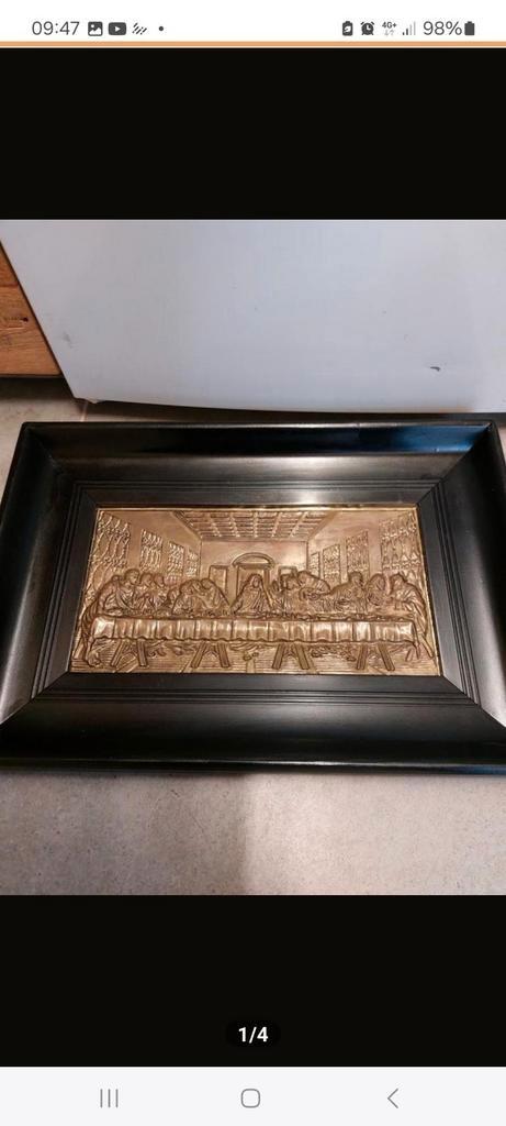 Laatste avondmaal religi kerk geloof messing, Antiek en Kunst, Kunst | Etsen en Gravures, Ophalen of Verzenden