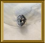Vintage zilveren ring: zwart met markasietjes, Sieraden, Tassen en Uiterlijk, Antieke sieraden, Ophalen of Verzenden, Zilver, Ring