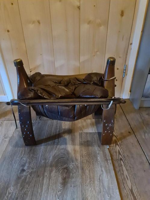 Vintage Lederen Voetenbank / Kruk, Antiek en Kunst, Antiek | Meubels | Stoelen en Banken, Ophalen