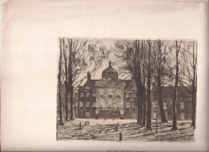 Den Haag Het Huis ten Bosch (Voorzijde) Ets A.L. Koster, Antiek en Kunst, Kunst | Etsen en Gravures, Ophalen of Verzenden