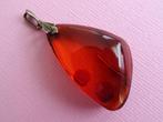 jwg Grote antiek 20s amber barnsteen ketting hanger zilver, Verzenden, Zilver, Hanger, Met edelsteen
