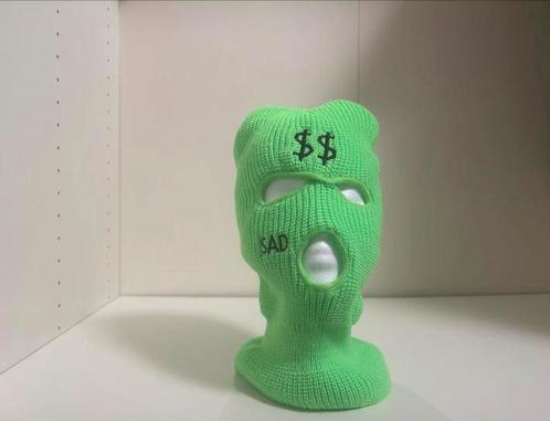Groene Bivakmuts Met ‘SAD’ & ‘$$’ Print – Ski Mask, Kleding | Heren, Mutsen, Sjaals en Handschoenen, Nieuw, Muts, Overige maten