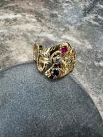 14k Gouden Slangenring met Edelstenen, 18 tot 19, Gebruikt, Ophalen of Verzenden, Dame of Heer