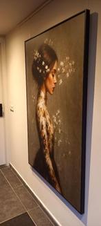 Flower Woman Dibond Inclusief Luxe Houten Baklijst 150x100, Ophalen, Nieuw, Schilderij, 100 tot 125 cm