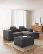 Kave home bank blok grijs corduroy chaise lounge links 240cm, Ophalen, Gebruikt, Tweepersoons, 200 tot 250 cm