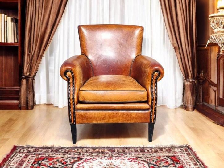 Schapenleren fauteuil Lounge Atelier Rosan + BEZORGING, Huis en Inrichting, Fauteuils, Gebruikt, Leer, 75 tot 100 cm, 75 tot 100 cm