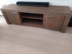 Massief eiken tv-meubel i.z.g.st. kleur bruin met rvs randje, Ophalen, Gebruikt