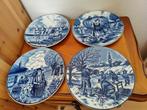 4 Delfts Blauwe wandborden, de vier jaargetijden, Antiek en Kunst, Antiek | Wandborden en Tegels, Verzenden
