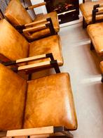 6 x Stoere buffalo leder robuuste stoelen, Huis en Inrichting, Stoelen, Bruin, Ophalen of Verzenden, Zo goed als nieuw, Metaal