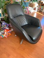 GRATIS Stijlvolle zwarte lederen fauteuil, Huis en Inrichting, Fauteuils, Ophalen, Gebruikt, Leer, 75 tot 100 cm