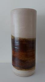Vintage keramiek ZAALBERG vaas beige bruin cilinder, Antiek en Kunst, Ophalen of Verzenden