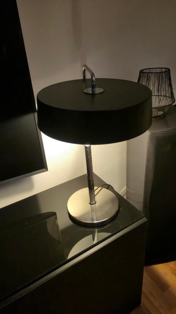Italiaanse design tafellamp – Europa Design– zwart/chroom, Ophalen of Verzenden, Zo goed als nieuw, Minder dan 100 cm, Metaal