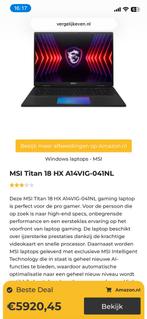 MSI Titan 18 inch 4K HDR  i914900HX 128GB 4TB(raid) RTX4090, Computers en Software, Windows Laptops, Ophalen, 64 GB of meer, Qwerty