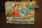 Vintage houten puzzel speelblokken., Gebruikt, Ophalen of Verzenden