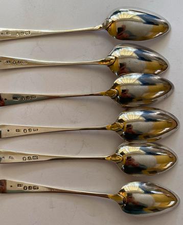 Antieke Engelse theelepels -- set van 6 beschikbaar voor biedingen