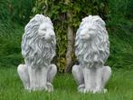 Set Leeuwen van Steen - Links en Rechts - Tuinbeelden, Tuin en Terras, Ophalen of Verzenden, Steen, Dierenbeeld