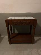 Bijzettafel Hout met Delftsblauw Tegelblad, Ophalen, Minder dan 45 cm, Gebruikt, Vierkant
