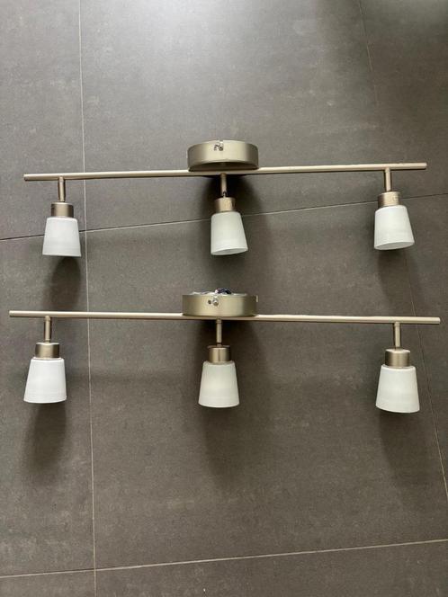 Ikea BASISK  Plafondlamp met 3 spots=> 2 stuks, Huis en Inrichting, Lampen | Plafondlampen, Zo goed als nieuw, Glas, Metaal, Ophalen