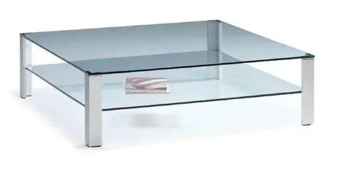Lourens Fisher Aqua Double glazen salon & bijzettafel, Huis en Inrichting, Tafels | Salontafels, Gebruikt, Minder dan 50 cm, 50 tot 100 cm