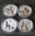 4 Stuks Zilveren 2oz LUNAR III., Ophalen of Verzenden, Zilver