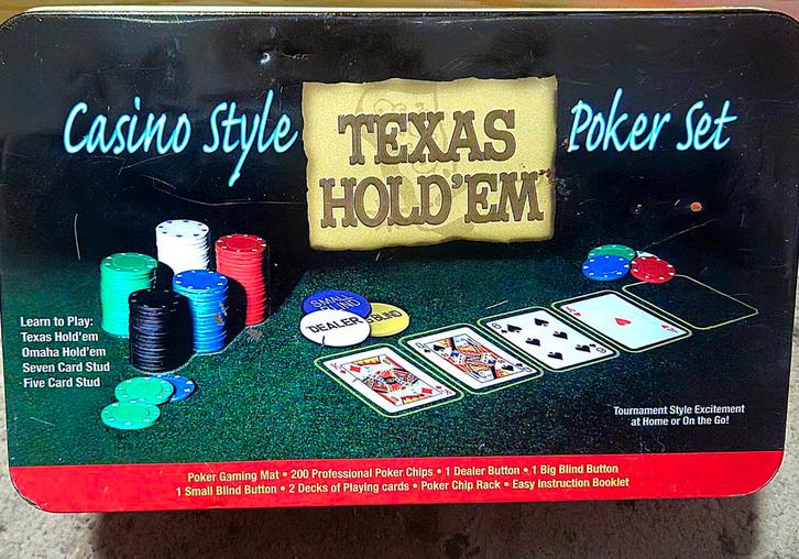 Texas Hold'em Pokerset Compleet met Kleed, Hobby en Vrije tijd, Gezelschapsspellen | Bordspellen, Nieuw, Vijf spelers of meer