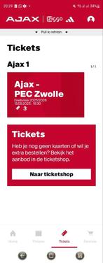 AJAX - PEC ZWOLLE 3 TICKETS 1E RING VAK 115, Seizoenskaart, Drie personen of meer, September