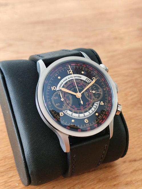 Dan Henry 1939 Chronograph met zwarte wijzerplaat, Sieraden, Tassen en Uiterlijk, Horloges | Heren, Gebruikt, Overige merken, Staal
