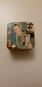 Vintage Cloisonné Doosje met Geleerde, Ophalen of Verzenden