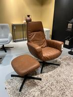 Montel Charly leren draaifauteuil met voetenbank, Ophalen, Zo goed als nieuw, 75 tot 100 cm