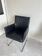 6 Zwarte leren eetkamer stoelen 3 met 3 zonder armleuning, Ophalen, Zwart, Zo goed als nieuw, Metaal