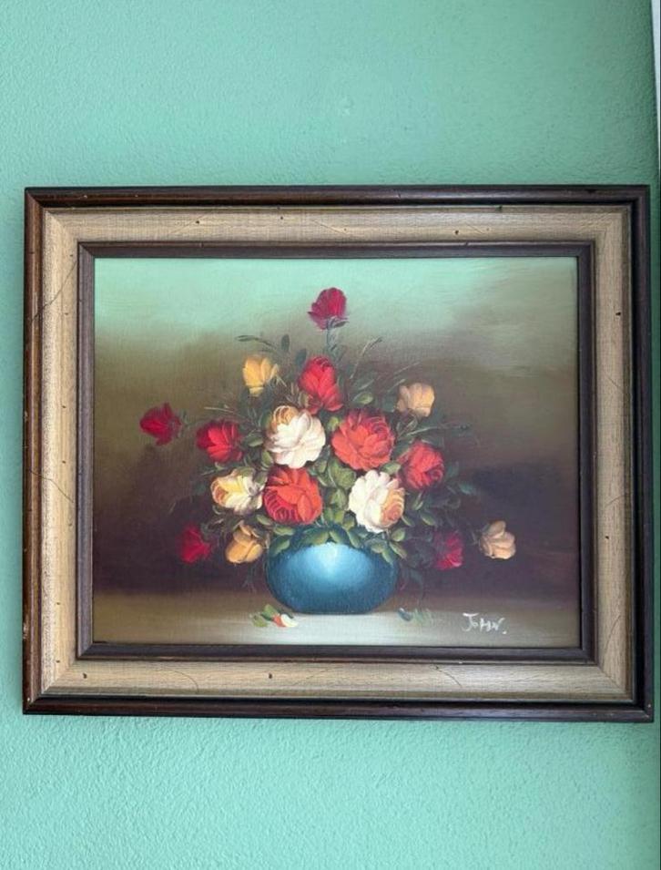 Antiek Bloemen Schilderij in Lijst, Antiek en Kunst, Kunst | Schilderijen | Klassiek, Ophalen