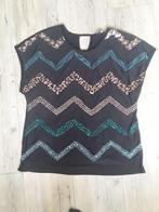 T-shirt met lovers en borduursel, Ophalen of Verzenden, Zo goed als nieuw, Zwart, Shirt of Top