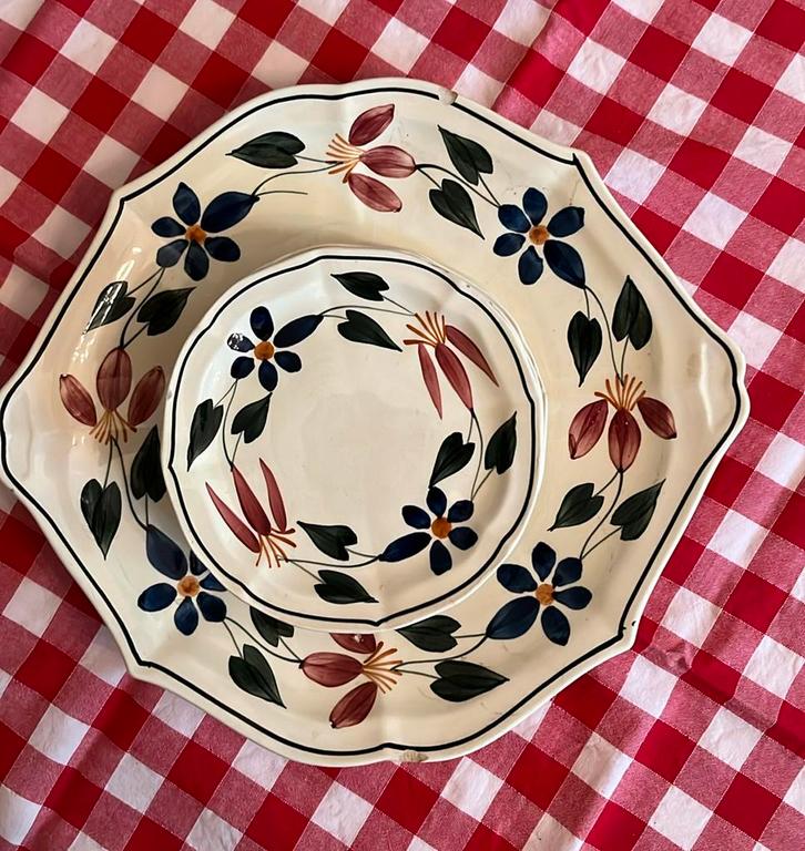 Gebakstel van oud boerenbont, Antiek en Kunst, Antiek | Servies los, Ophalen of Verzenden