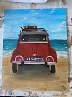 Acryl schilderij 2cv aan het strand, Ophalen of Verzenden
