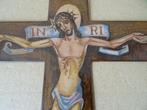 Geëmailleerd koperen kruis kruisbeeld 19cm gesigneerd WH, Ophalen of Verzenden, Gebruikt, Overige typen, Christendom | Katholiek