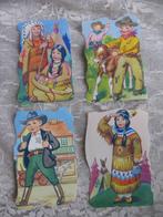 4 Vintage Poesieplaatjes - Kinderen / Cowboy & Indiaan, Verzenden