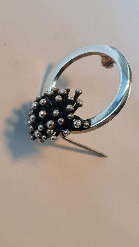 Vintage zilveren  broche Franz Scheurle, Sieraden, Tassen en Uiterlijk, Broches, Zo goed als nieuw, Zilver, Zilver, Minder dan 4 cm