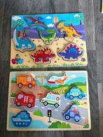 Houten Puzzels Dino’s & Voertuigen, Gebruikt, Ophalen of Verzenden, Van hout, Minder dan 10 stukjes