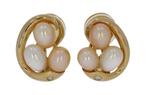 14 karaats gouden design oorbellen met parels en diamanten